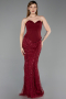 Long Burgundy Beaded Evening Dress ABU6232