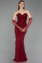 Long Burgundy Beaded Evening Dress ABU6232