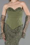 Long Olive Drab Beaded Evening Dress ABU6232