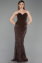 Long Brown Beaded Evening Dress ABU6232