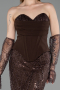 Long Brown Beaded Evening Dress ABU6232