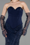 Long Navy Blue Beaded Evening Dress ABU6232
