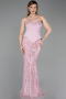 Long Powder Color Beaded Evening Dress ABU6232