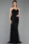 Long Black Beaded Evening Dress ABU6232