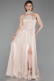Long Beige Chiffon Evening Dress ABU6233