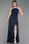 Long Navy Blue Chiffon Evening Dress ABU6233