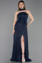 Long Navy Blue Chiffon Evening Dress ABU6233