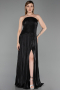 Long Black Chiffon Evening Dress ABU6233