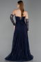 Long Navy Blue Dantelle Evening Dress ABU6229