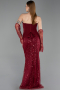 Long Burgundy Beaded Evening Dress ABU6232