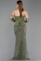 Long Olive Drab Beaded Evening Dress ABU6232