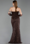Long Brown Beaded Evening Dress ABU6232