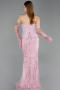 Long Powder Color Beaded Evening Dress ABU6232