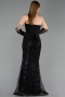 Long Black Beaded Evening Dress ABU6232