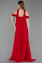 Long Red Chiffon Large Size Dress ABU6247