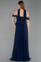 Long Navy Blue Chiffon Large Size Dress ABU6247