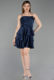 Short Navy Blue Satin Cocktail Dress ABK2640