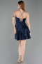 Short Navy Blue Satin Cocktail Dress ABK2640