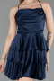 Short Navy Blue Satin Cocktail Dress ABK2640