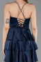 Short Navy Blue Satin Cocktail Dress ABK2640