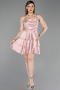 Short Powder Color Satin Cocktail Dress ABK2640