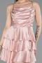 Short Powder Color Satin Cocktail Dress ABK2640