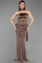 Long Brown Beaded Evening Dress ABU6234