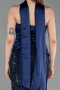 Long Navy Blue Beaded Evening Dress ABU6234