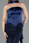 Long Navy Blue Beaded Evening Dress ABU6234