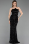 Long Black Beaded Evening Dress ABU6236