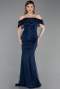 Long Navy Blue Scaly Evening Dress ABU6237