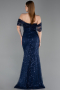 Long Navy Blue Scaly Evening Dress ABU6237