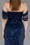 Long Navy Blue Scaly Evening Dress ABU6237