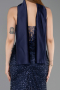 Long Navy Blue Beaded Evening Dress ABU6238