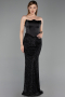 Long Black Beaded Evening Dress ABU6238