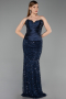 Long Navy Blue Scaly Evening Dress ABU6242