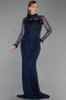Long Navy Blue Dantelle Evening Dress ABU6207
