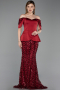 Long Burgundy Scaly Evening Dress ABU6243