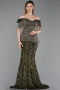 Long Olive Drab Scaly Evening Dress ABU6243