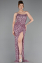 Long Powder Color Scaly Prom Gown ABU6218
