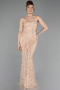 Long Gold Beaded Evening Dress ABU6220