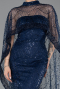 Long Navy Blue Beaded Evening Dress ABU6220