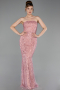Long Powder Color Beaded Evening Dress ABU6220