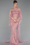 Long Powder Color Beaded Evening Dress ABU6220