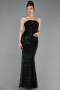 Long Black Beaded Evening Dress ABU6220