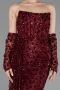 Long Burgundy Scaly Evening Dress ABU6224