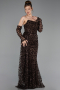 Long Brown Scaly Evening Dress ABU6224