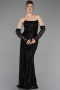 Long Black Scaly Evening Dress ABU6224