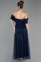 Midi Navy Blue Beaded Cocktail Dress ABK2639