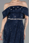 Midi Navy Blue Beaded Cocktail Dress ABK2639